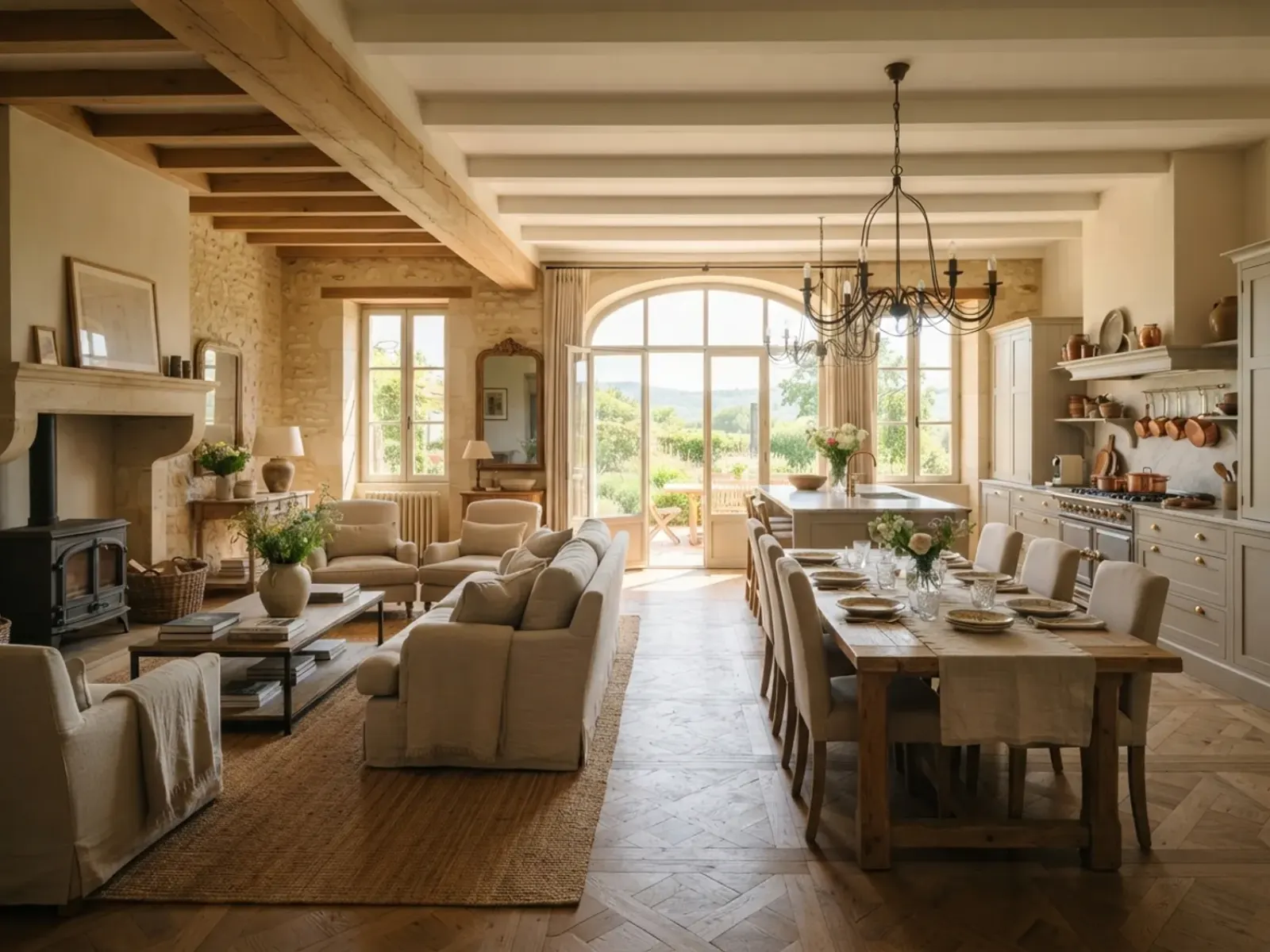 Ouvrier appliquant un enduit sur la façade d'une maison individuelle depuis un échafaudage