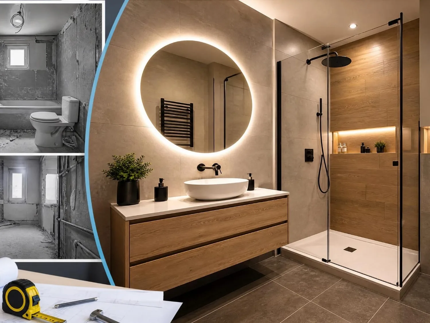 Réalisation : Salle de bain repensée en bois — Salle de bain