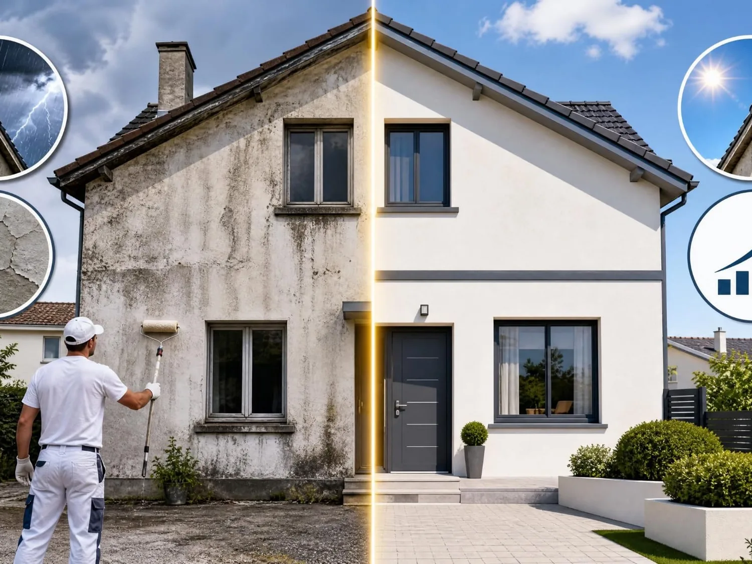 Réalisation : Ravalement de façade de maison — Peinture & finitions