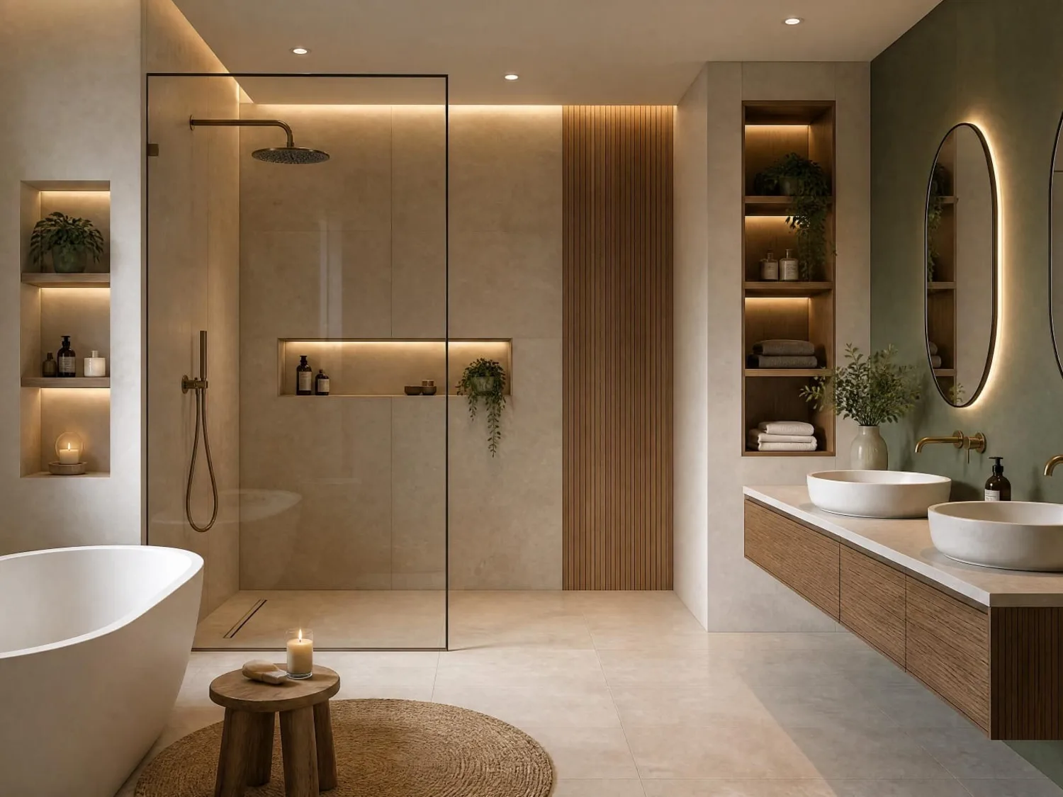 Réalisation : Salle de bain avec baignoire îlot — Salle de bain