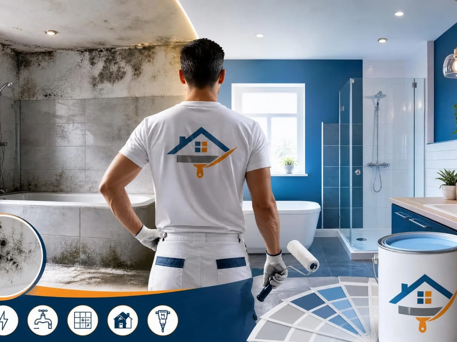 Réalisation : Salle de bain assainie et repeinte — Salle de bain