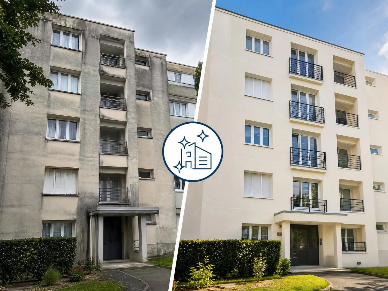 Réalisation : Ravalement de façade d'immeuble — Peinture & finitions