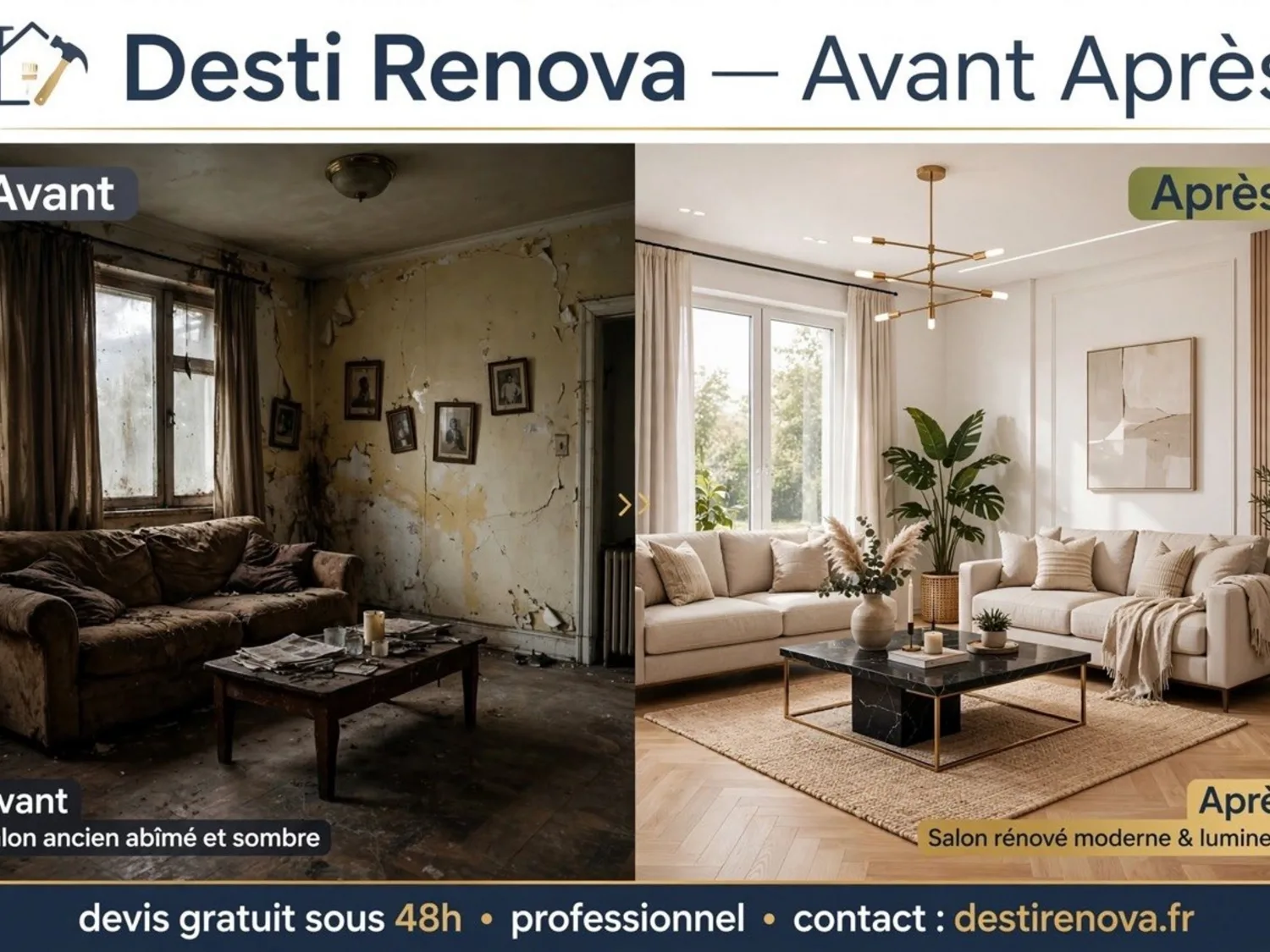 Réalisation : Rénovation salon murs et plafond — Rénovation complète à Fosses