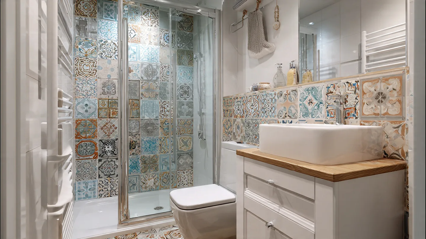 Réalisation : Salle de bain en carreaux de ciment — Salle de bain en Île-de-France